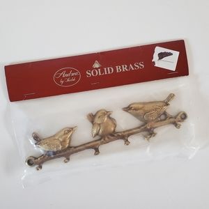 Vintage Andrea by Sadek solid brass birds on a branch wall hooks